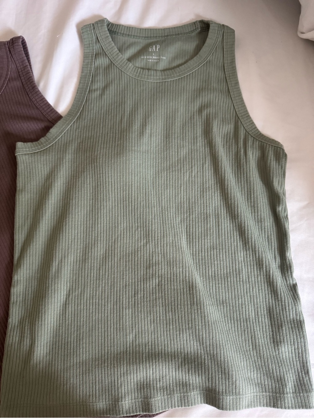 Bundle 2 GAP Ribbed Tank Tops - Sage Green & Mauve - Picture 2 of 5